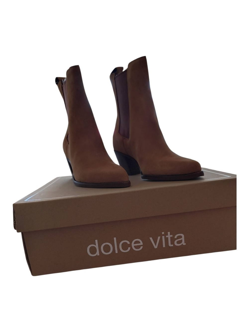 Dolce Vita Tan Suede Chelsea Ankle Boots